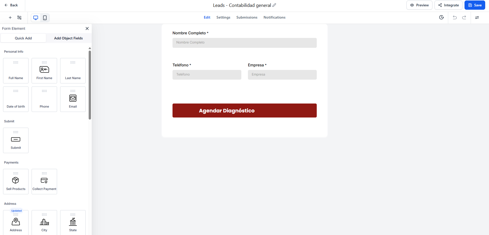 set up forms